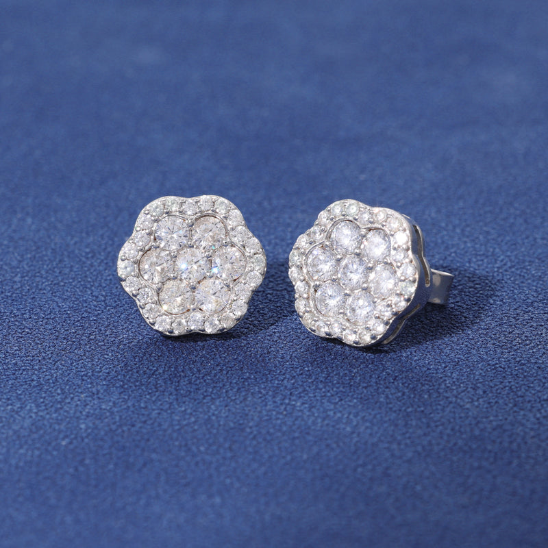 MOISSANITE DIAMOND BLOOM STUDS - 925 SILVER - VVS1