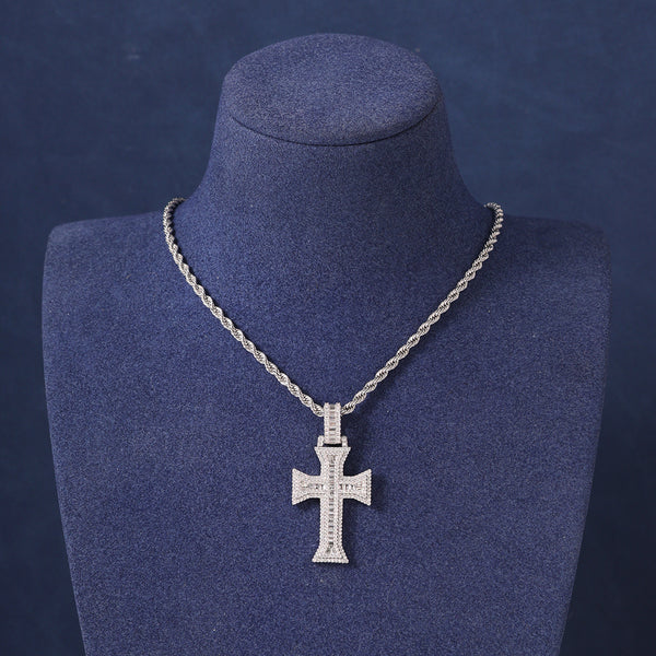 BAGUETTE CROSS PENDANT - SILVER PLATED