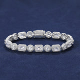 EMERALD CLUSTERED TENNIS BRACELET - SILVER PLATED