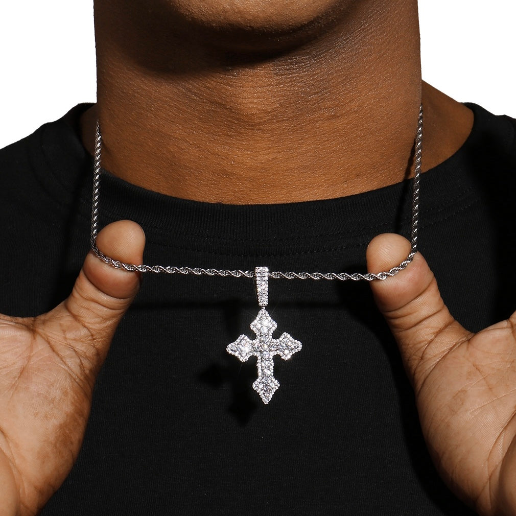 CLUSTERED CROSS PENDANT - SILVER PLATED