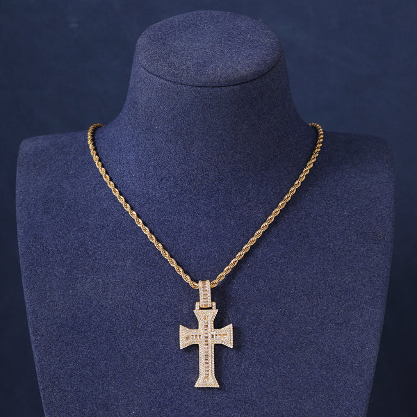 BAGUETTE CROSS PENDANT - GOLD PLATED