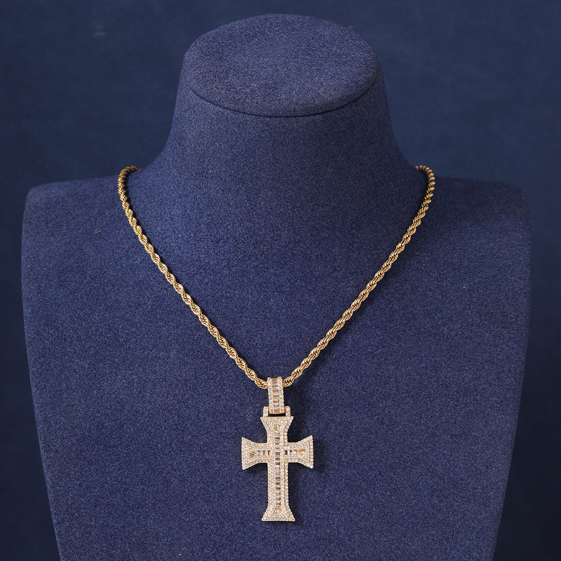 BAGUETTE CROSS PENDANT - GOLD PLATED