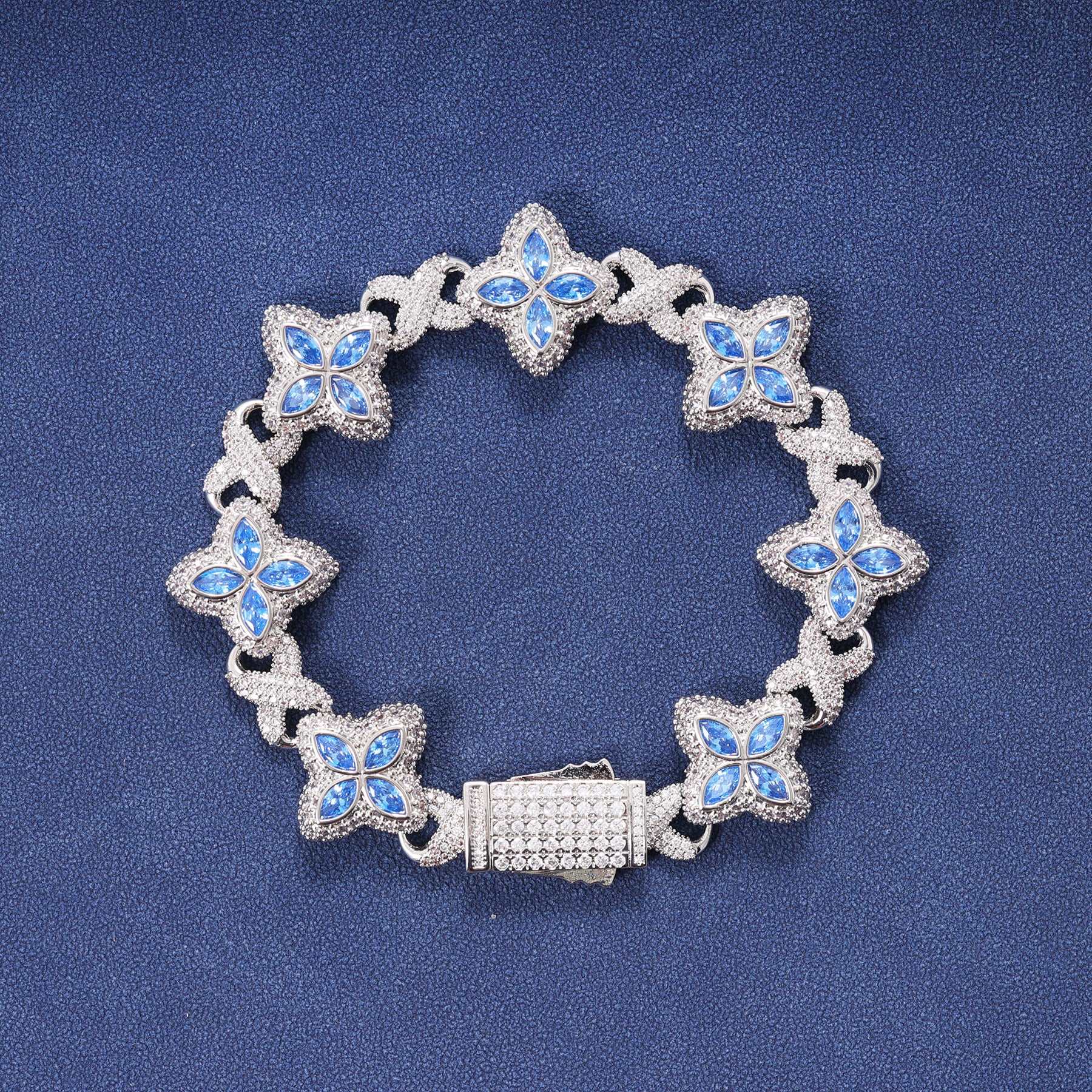 BLUE CRYSTAL BRACELET – SILVER PLATED