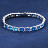 5MM MOISSANITE TRI-BLUE TENNIS BRACELET - 925 SILVER - VVS1