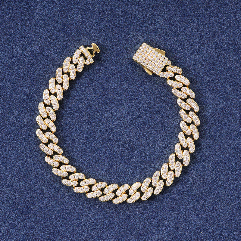 8MM ICED CUBAN BRACELET - GOLD PLATED