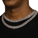 14MM DIAMOND PRONG LINK CHAIN - SILVER PLATED