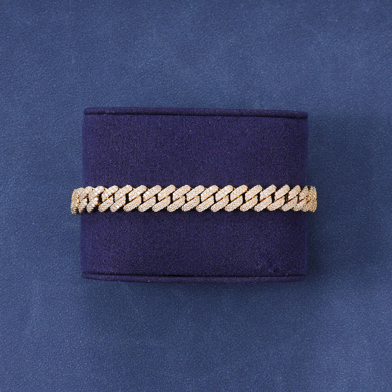 12MM DIAMOND PRONG LINK BRACELET - GOLD PLATED