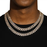 14MM DIAMOND PRONG LINK CHAIN - GOLD PLATED