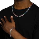 MULTI GEMSTONE MOTIF CHAIN & BRACELET SET