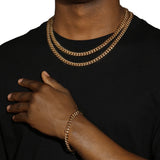 8MM CUBAN LINK CHAIN & BRACELET SET - GOLD