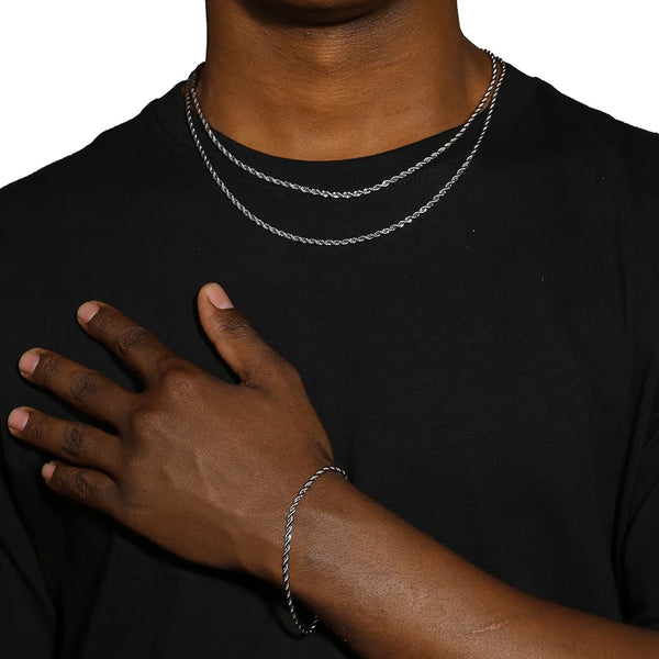 3MM ROPE CHAIN & BRACELET SET – Lobosjewelry
