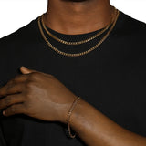 5MM CUBAN CHAIN & BRACELET SET - GOLD