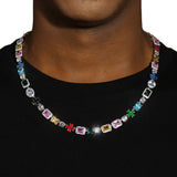MULTI GEMSTONE MOTIF CHAIN & BRACELET SET