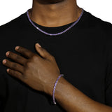 4MM PURPLE TENNIS CHAIN & BRACELET SET
