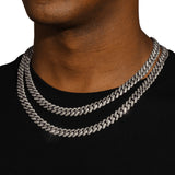 10MM DIAMOND PRONG LINK CHAIN - SILVER PLATED