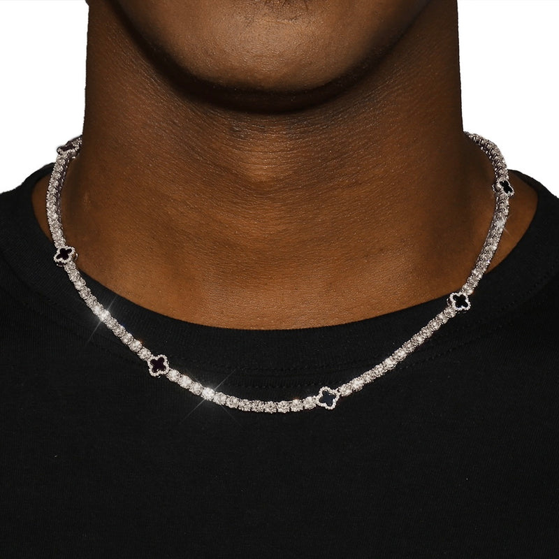 MOISSANITE BLACK MOTIF TENNIS CHAIN 925 SILVER VVS1 – Lobosjewelry