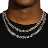 10MM DIAMOND PRONG LINK CHAIN - SILVER PLATED