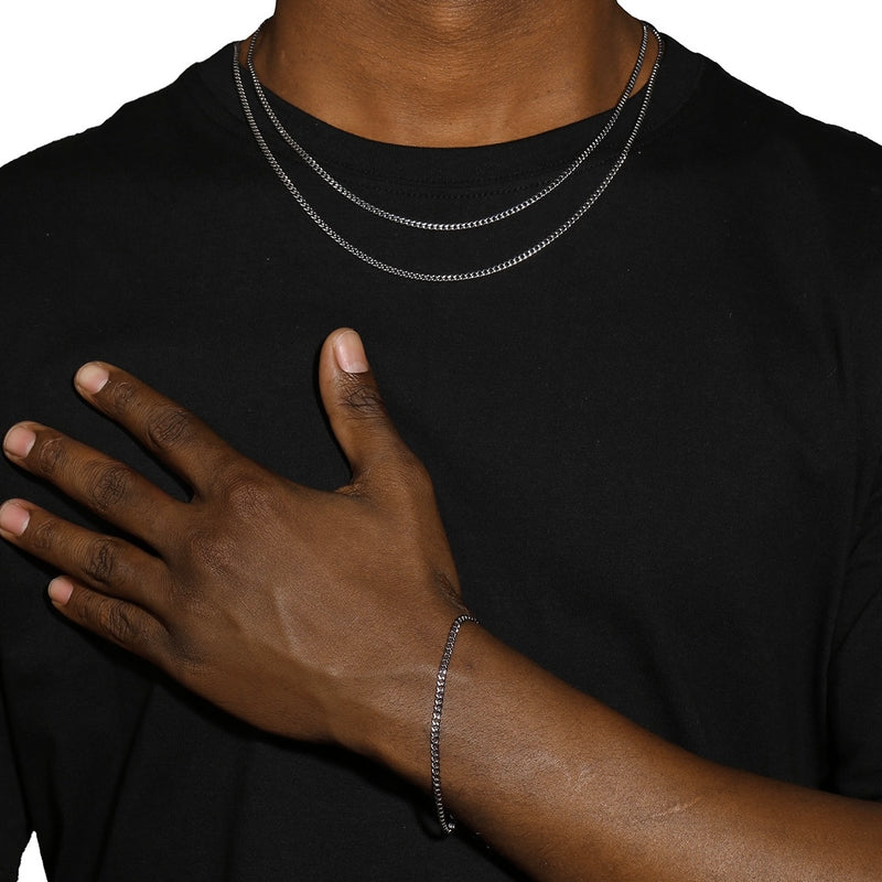3MM CUBAN CHAIN - SILVER PLATED