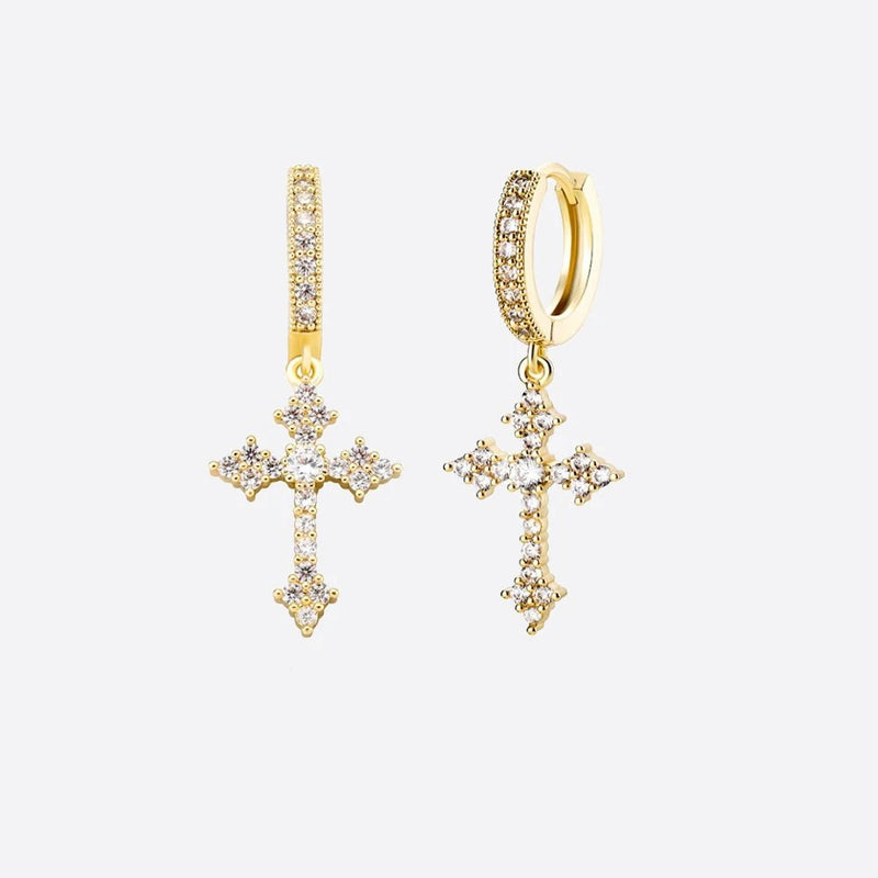 CELTIC CROSS DROP EARRINGS - GOLD PLATED