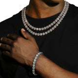 10MM CLUSTERED TENNIS BRACELET - SILVER PLATED