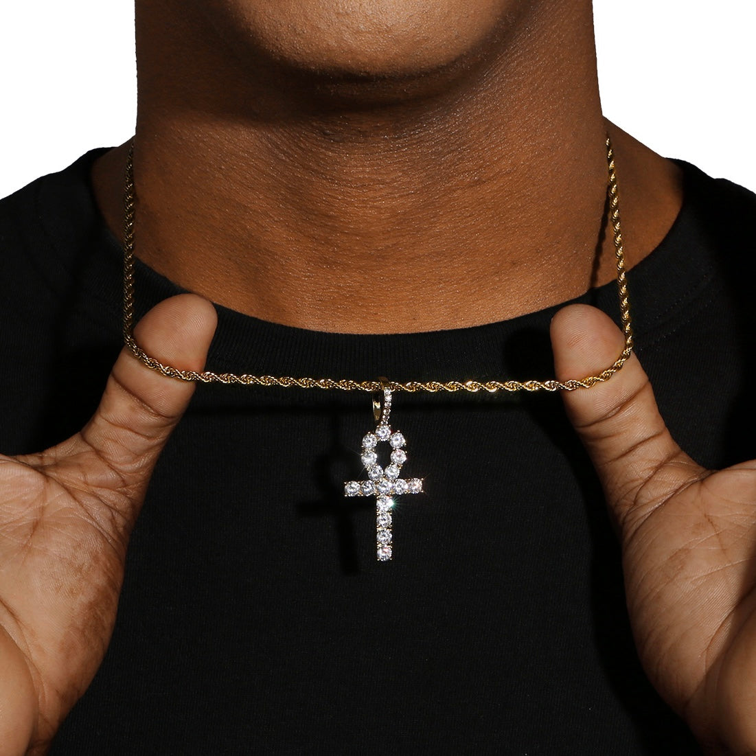 ICED ANKH PENDANT - GOLD PLATED