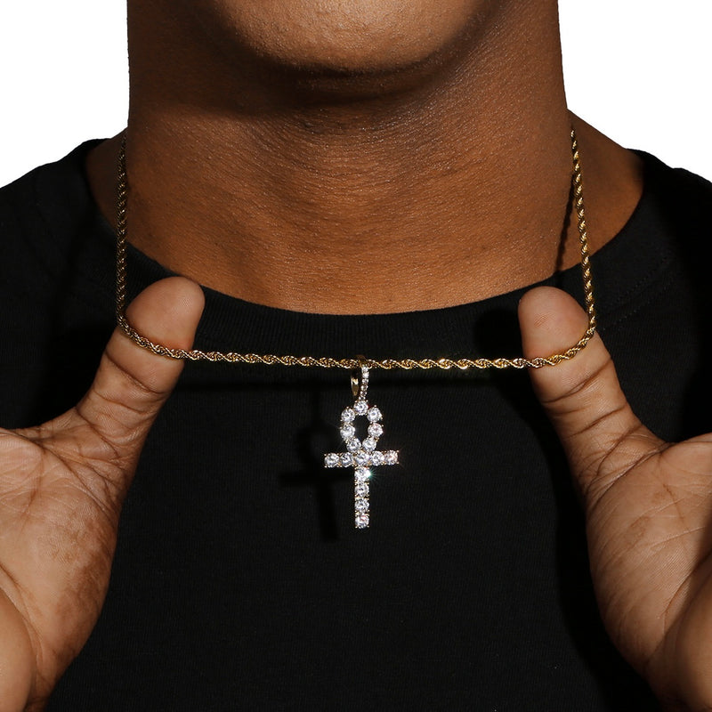 ICED ANKH PENDANT - GOLD PLATED