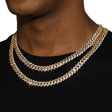 10MM DIAMOND PRONG LINK CHAIN - GOLD PLATED