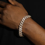 14MM DIAMOND PRONG LINK CHAIN & BRACELET SET - GOLD