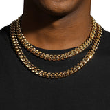 12MM CUBAN LINK CHAIN & BRACELET SET - GOLD