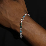 MULTI GEMSTONE MOTIF CHAIN & BRACELET SET