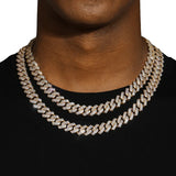 14MM DIAMOND PRONG LINK CHAIN & BRACELET SET - GOLD