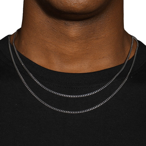 3MM CUBAN CHAIN - SILVER PLATED