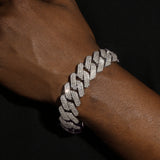 20MM DIAMOND PRONG LINK BRACELET - SILVER PLATED