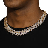 20MM DIAMOND PRONG LINK CHAIN - GOLD PLATED