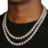 10MM CLUSTERED TENNIS CHAIN - SILVER PLATED