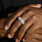 ICED DOUBLE ROW TENNIS RING - SILVER PLATED