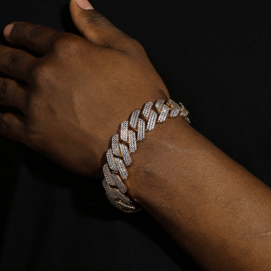 20MM DIAMOND PRONG LINK BRACELET - GOLD PLATED