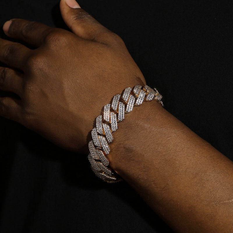 20MM DIAMOND PRONG LINK BRACELET - GOLD PLATED