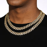 14MM DIAMOND PRONG LINK CHAIN - GOLD PLATED