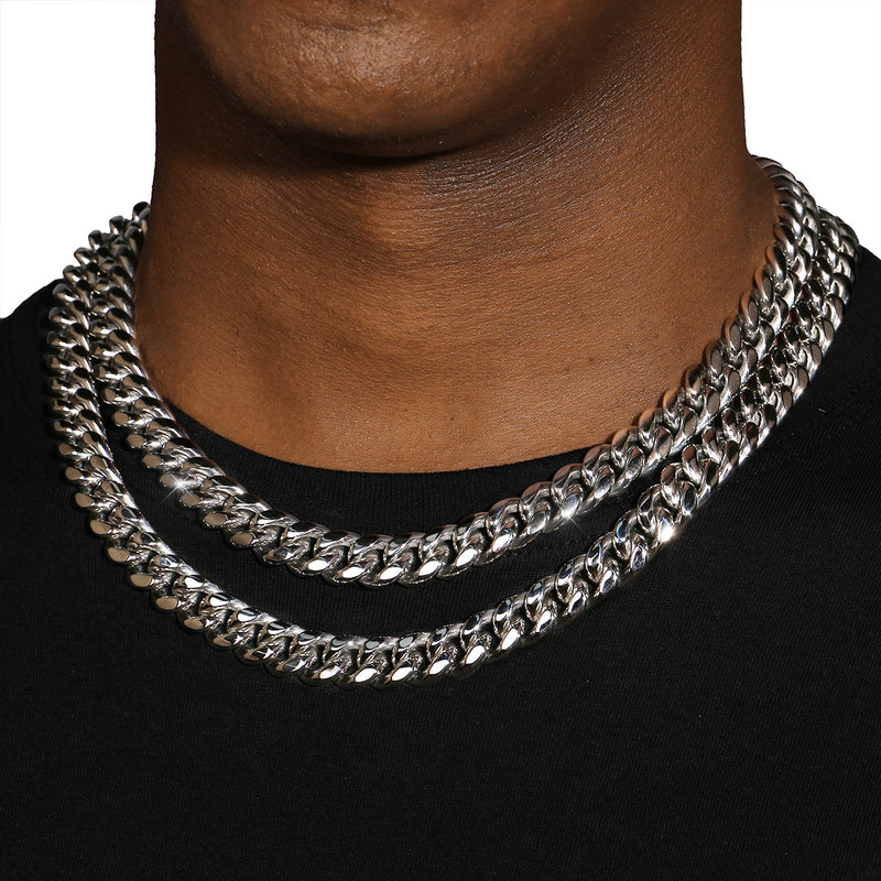 12MM CUBAN LINK CHAIN - SILVER PLATED