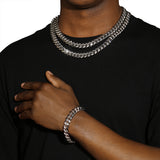 12MM CUBAN LINK BRACELET - SILVER PLATED