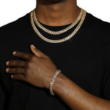 10MM DIAMOND PRONG LINK BRACELET - GOLD PLATED