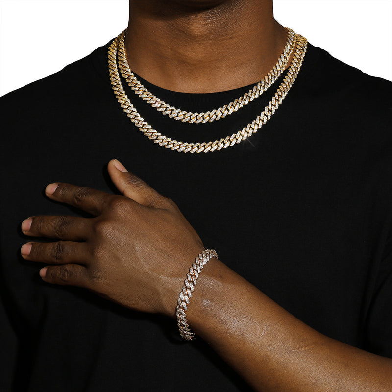 10MM DIAMOND PRONG LINK BRACELET - GOLD PLATED