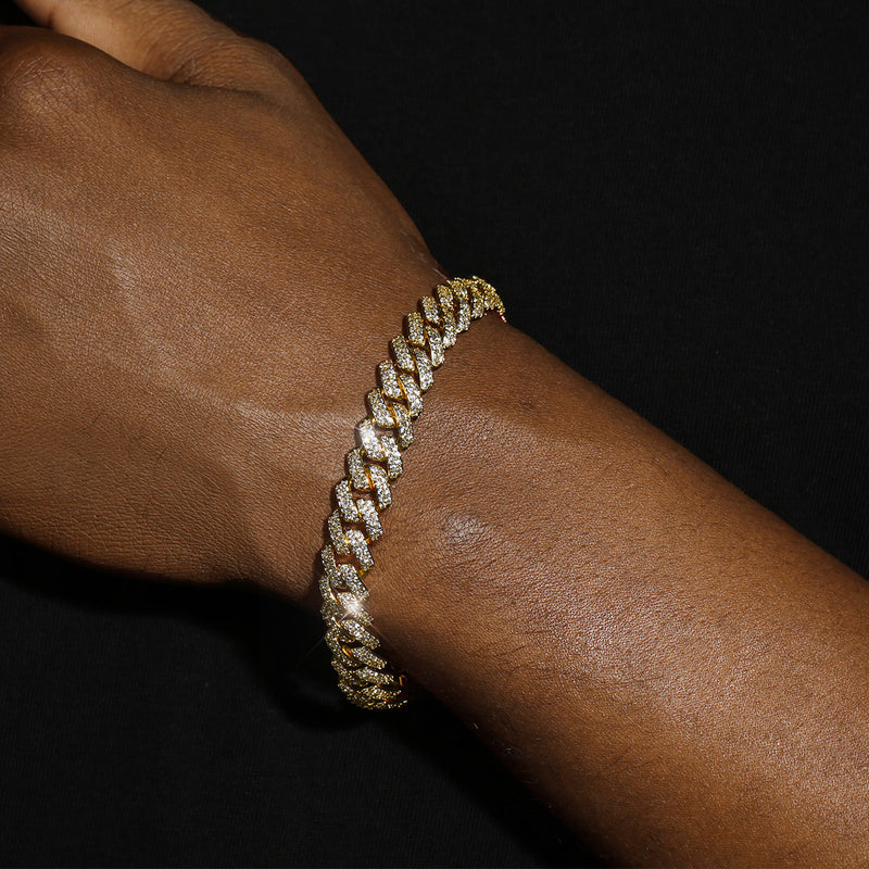 10MM DIAMOND PRONG LINK BRACELET - GOLD PLATED