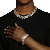20MM DIAMOND PRONG LINK CHAIN - GOLD PLATED