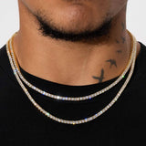 3MM TENNIS CHAIN & BRACELET SET - GOLD
