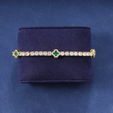 GREEN MOTIF TENNIS BRACELET - GOLD PLATED