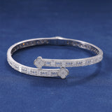 MOISSANITE FROSTED CLOVER BANGLE - 925 SILVER - VVS1