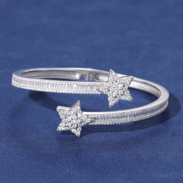 MOISSANITE STAR BANGLE - 925 SILVER - VVS1