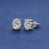 MOISSANITE LARGE OVAL STUDS- 925 SILVER - VVS1